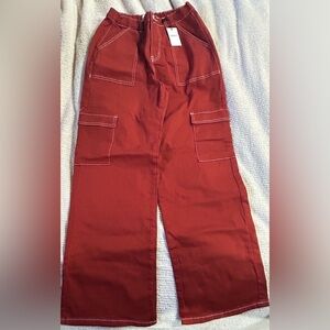 Forever 21 Terracotta Pants with White Stitching